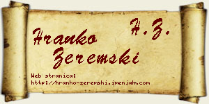 Hranko Zeremski vizit kartica